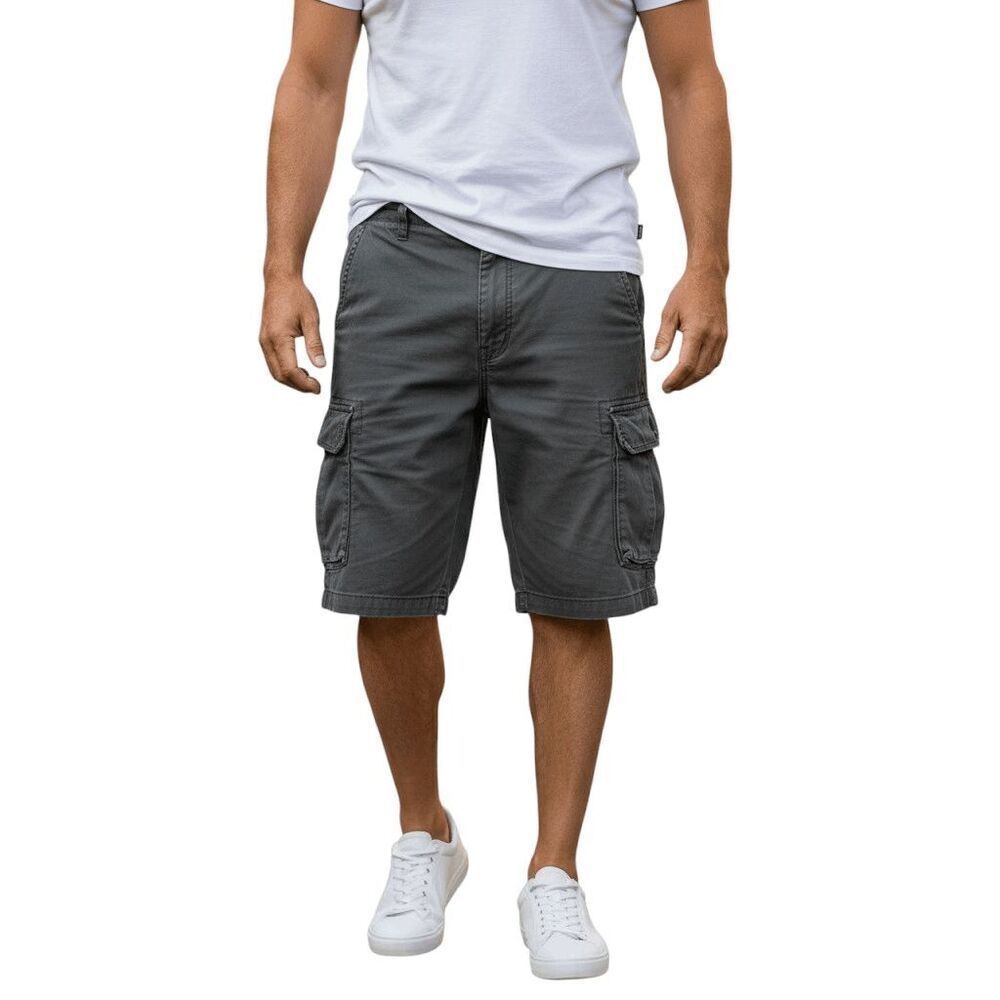 Levis Shorts Mens 40 Gray Cargo Button Pockets Utility 100% Cotton Work 9"Inseam - Picture 1 of 7